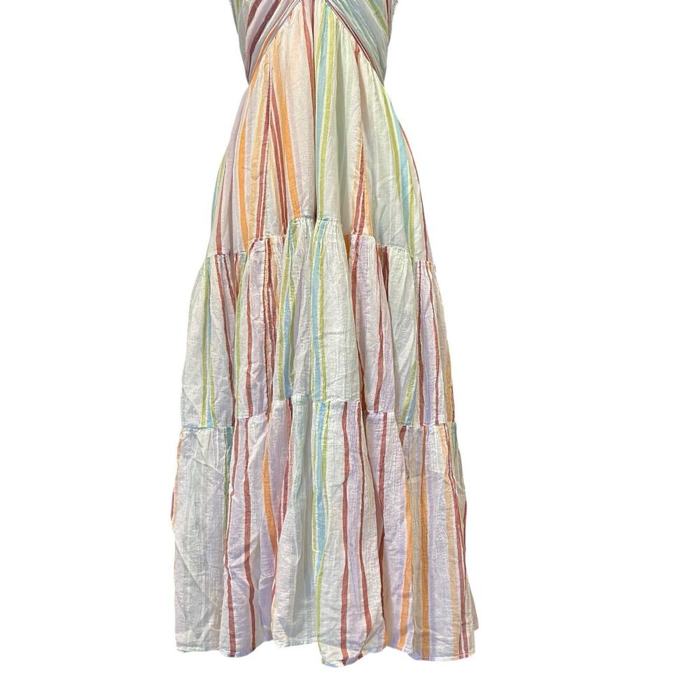 American Eagle Striped Halter Maxi Dress Medium Rainbow Resort - Picture 9 of 16